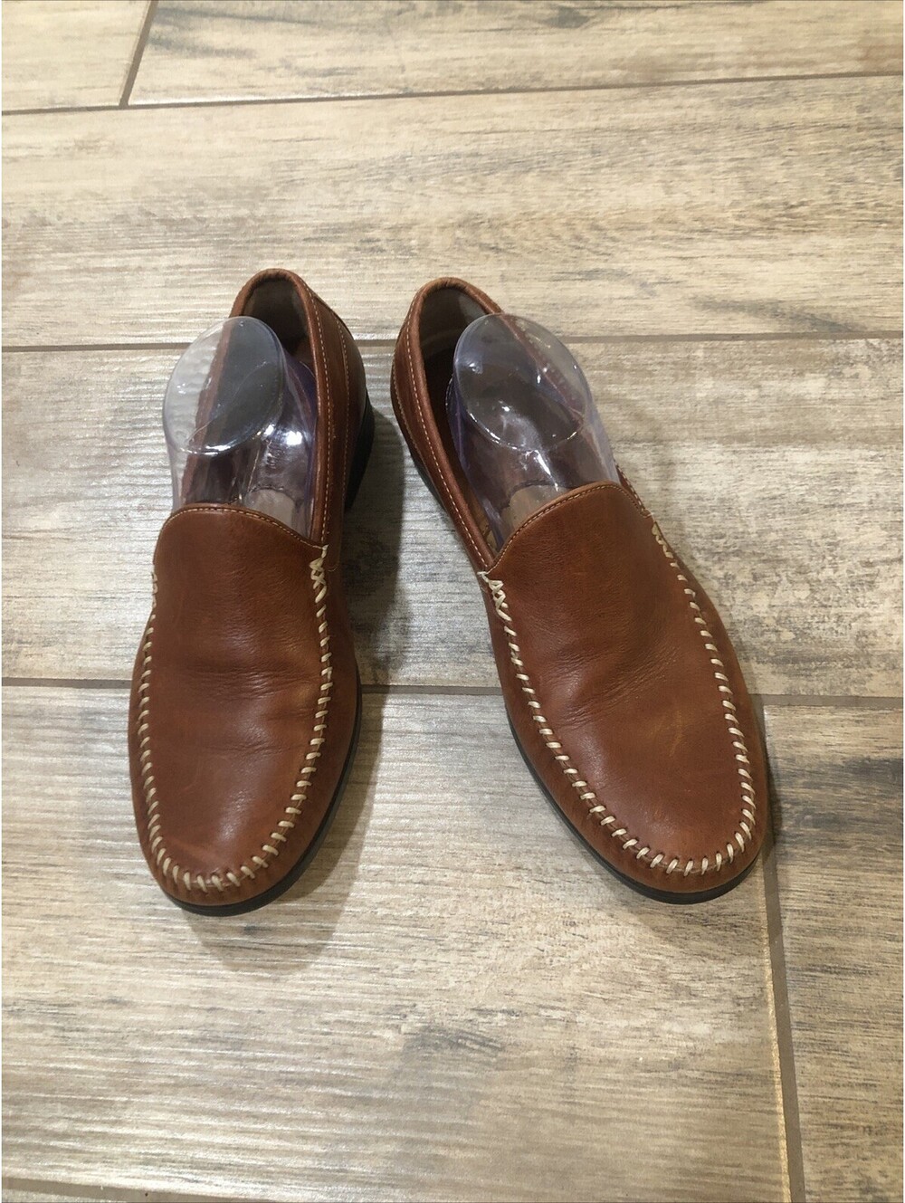 JOHNSTON & MURPHY Cort Venetian Tan Leather Loafer Cushioned Sheepskin Size 9 M